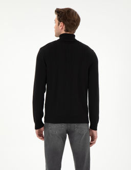 Siyah Slim Fit Bal_k__ Yaka Triko Kazak - Pierre cardin фото 5