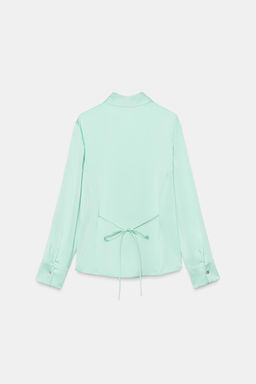 CAMISA SATINADA LAZO ESPALDA / Menta - Zara фото 4
