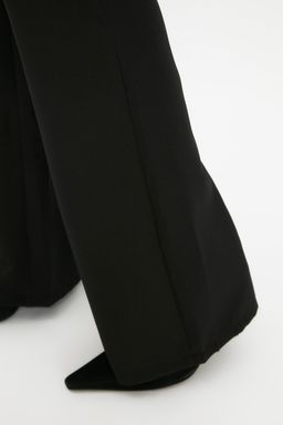 Siyah Flare Ispanyol Paca Yuksek Bel Bootcut Dokuma Kumas Pantolon TWOAW20PL0094