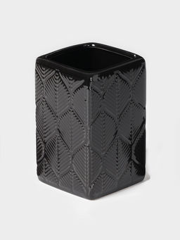 Набор для ванной «Лепесток», 3 предмета, дозатор для мыла, стакан, мыльница, чёрный