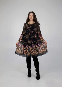 Платье Svetlana Style 1922 черный+рыжие цветы