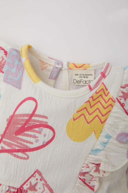 Платье с короткими рукавами и узором в виде сердечек для маленьких девочек - Defacto фото 5