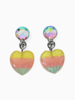 Цена за 2 шт. Серьги-клипсы детские Выбражулька сердце с кругом кристалл, цветные