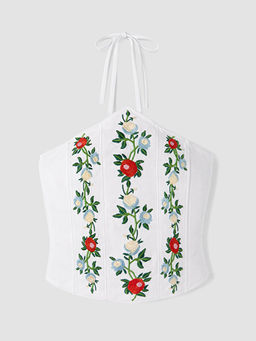 Halter Yaka Nak??l? Poplin Bluz