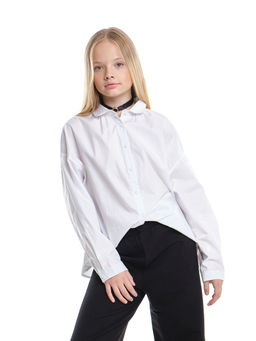 Рубашка для девочки подросткам школьная форма 22-7617 белый - Mini maxi фото 9