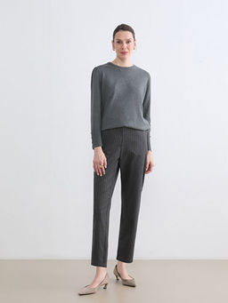 Beli Lastikli ?izgili Kad?n Pantolon