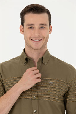 Мужская рубашка цвета хаки с длинным рукавом - U.s. polo assn фото 2