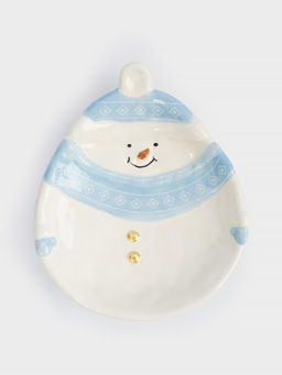 Блюдо, 18x22x4 см, керамика, бело-голубое, Снеговик в шапке и шарфе, Snowman - Anna lafarg фото 2