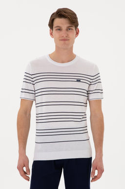 Erkek Slim Fit Bisiklet Yaka Beyaz Ti__rt Sepette S_rpriz _ndirim