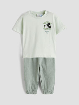 Mickey Mouse Bask?l? Erkek Bebek Ti??rt ve Pantolon