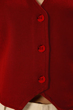 K?rm?z? Regular Pamuk Crop Keten Dokuma Yelek TWOSS24YE00024