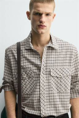 CAMISA RELAXED FIT CUADROS / Crudo / Negro - Zara фото 5