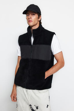 Trendyolmilla Man Siyah Regular Fit Dik Yaka Kumas Bloklu Pelus K?sl?k Yelek TMNAW24YE00000  фото 3