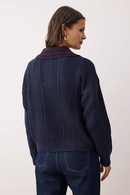 Ekru Sac Orgulu Genis Kal?p Devrik Yaka Triko Kazak TWOAW26KZ00120 - Trendyolmilla фото 7