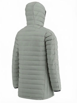 Куртка мужская удлинённая стёганая с капюшоном и графеновой подкладкой утеплитель тинсулейт