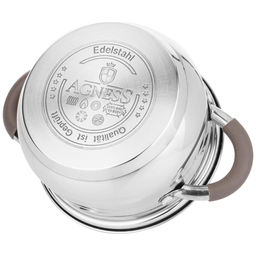 НАБОР КАСТРЮЛЬ AGNESS СО СТЕКЛ.КРЫШКАМИ 6ПР.1,7/2,6/3,5 Л. РАЗМЕР 16X9,5/18X11,5/20X12.5 СМ  фото 3