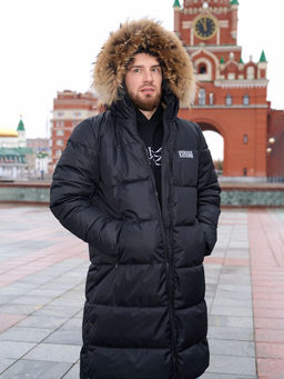 Пуховик мужской удлиненный "Russia" черный