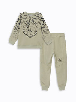 Bisiklet Yaka Bask?l? Erkek Bebek E?ofman Tak?m