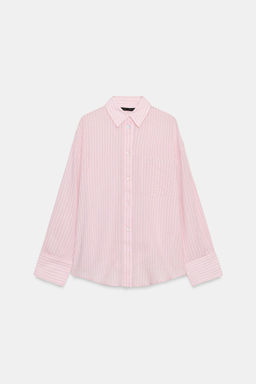 CAMISA GASA OVERSIZE BOLSILLO / Rosas - Zara фото 6