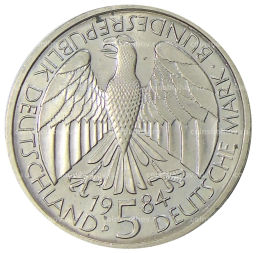 Монета 5 марок 1984 года D Германия 150 лет образования немецкого таможенного союза