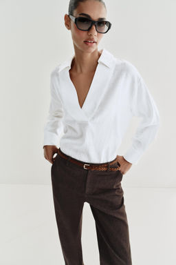 PANTAL?N CHINO CINTUR?N TRENZADO / Marr?n - Zara фото 2