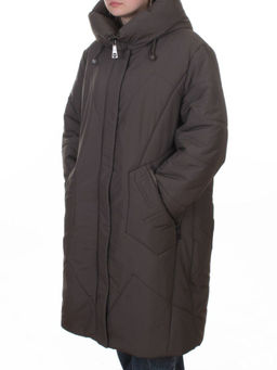 A618 GRAY/BROWN Пальто зимнее женское (верблюжья шерсть, 120 гр. холлофайбер)