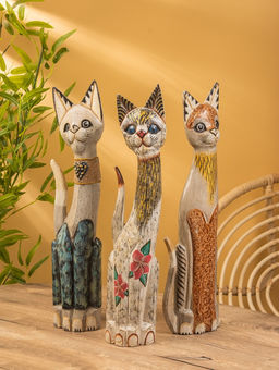 Сувенир «Кошка», 60×14×6 см, дерево, МИКС