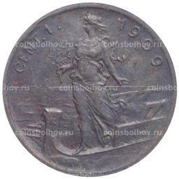 Монета 1 чентезимо 1909 года Италия