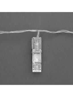 Гирлянда «Нить» 5 м с насадками «Прищепки», IP20, прозрачная нить, 30 LED, свечение тёплое белое, 8 режимов, 220 В