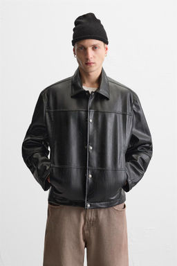 LEATHER EFFECT OVERSHIRT
