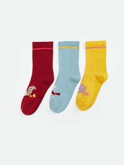 Desenli K?z ?ocuk Soket ?orap 3l?
