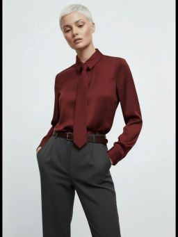 Блузка с галстуком OD-881-6 бордовый - Tantino фото 15