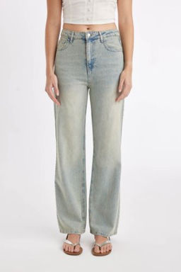 90s Wide Leg Yuksek Bel Uzun Jean Y?kamal? Pantolon
