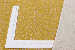 Теплый хлопок Брусника на горчичном, ш.1.45м, хлопок-100%, 150гр/м.кв - Купава фото 6