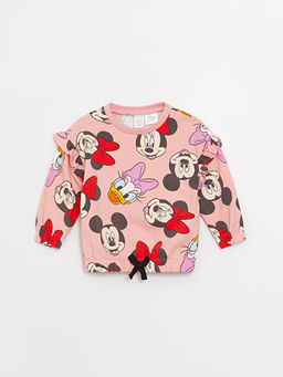 Bisiklet Yaka Mickey Mouse Bask?l? K?z Bebek Sweatshirt ve Tayt Tak?m? - Waikiki фото 2