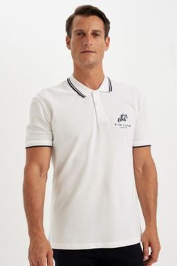 New Regular Fit Bask?l? K?sa Kollu Pike Polo Tisort