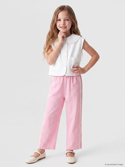 Regular Fit K?z ?ocuk Dantel Detayl? Pantolon