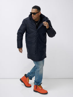 Парка мужская зимняя удлиненная темно-синего цвета 8385TS