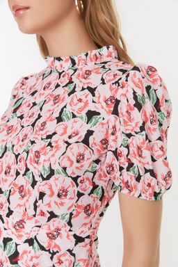 TRENDYOLMILLA Cok Renkli A Kesim Dik Yaka Cicek Desenli Super Mini Astarl? Dokuma Elbise TWOSS21EL2880 фото 7
