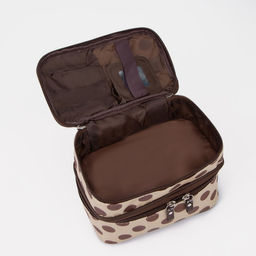 Косметичка, 2 отдела на молниях, цвет бежевый/коричневый - Simaland фото 3