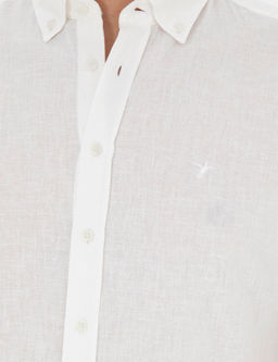 Beyaz Slim Fit Keten Kar___ml_ K_sakol G_mlek