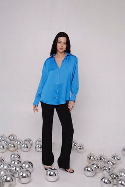 Рубашка шёлковая голубая - Martichelli фото 3