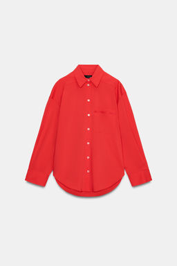 CAMISA POPEL?N OVERSIZE / Rojo - Zara фото 8