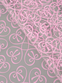 Плёнка для цветов «Бантики», прозрачная/розовая, 0.6×9.3±5% м, 40 мкм, 200 г