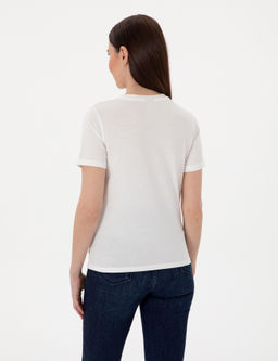Beyaz Regular Fit Bisiklet Yaka Basic Ti__rt