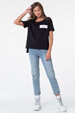 Футболка оверсайз с разрезами по бокам черная