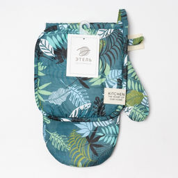 Набор кух. Этель Папоротник: варежка 20х28 см, прихватка 19х19 см, 80% хл, 20% пэ  фото 7