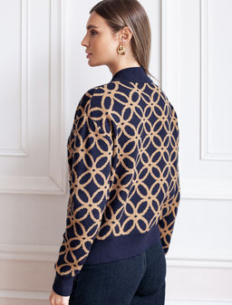 VILATTE / Бомбер двуслойной жаккардовой вязки с кашемиром  фото 3