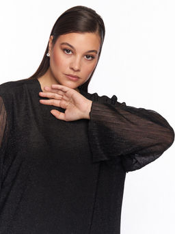 Платье с прозрачными рукавами PP51427BLK01