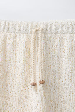PANTAL?N WIDE LEG LACE PUNTO CALADO / Crudo - Zara фото 3